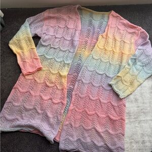 Pastel Multicolor Open-Front Women's Sweater